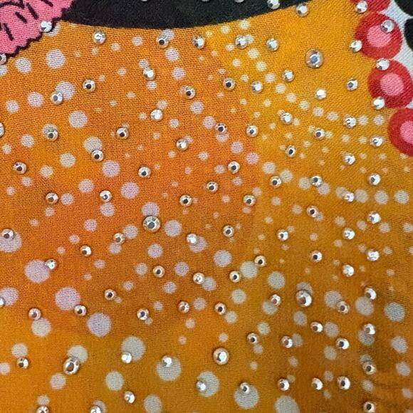 Jessica McClintock Sheer Kimono Wrap Multicolor Boho Circle Print Cover Up - Picture 9 of 9